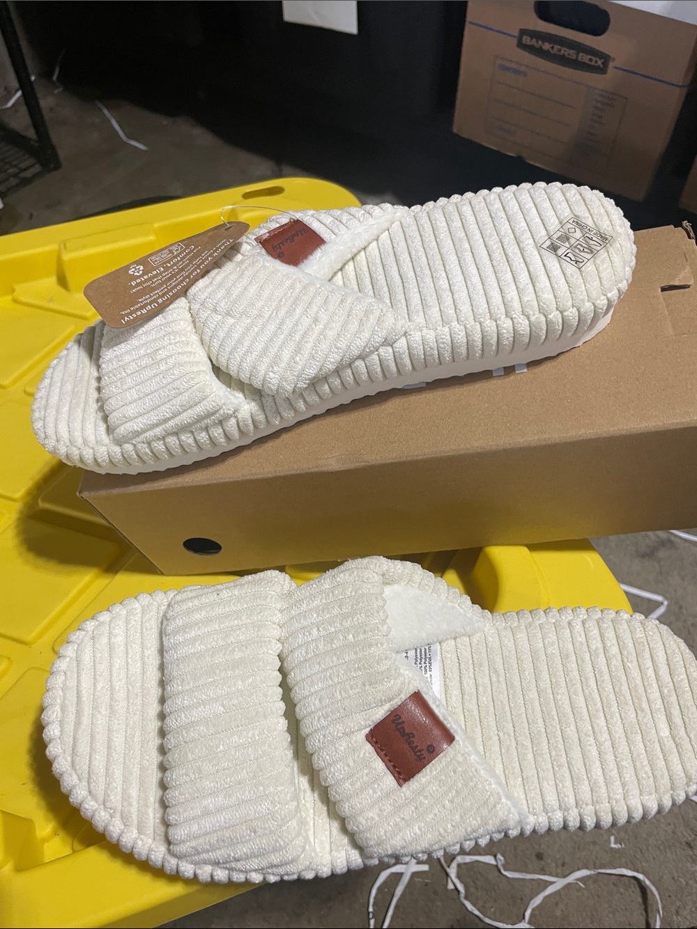Mint Cream Corduroy Cross-Band Slide Slippers